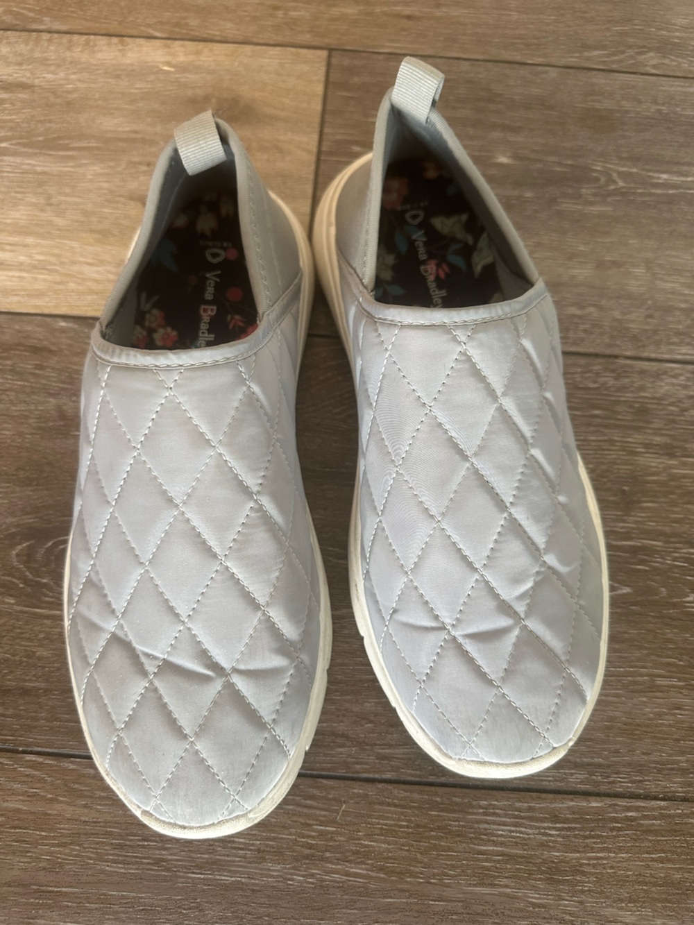 Vera Bradley Quilted Slip-On Loafers in Light Gray